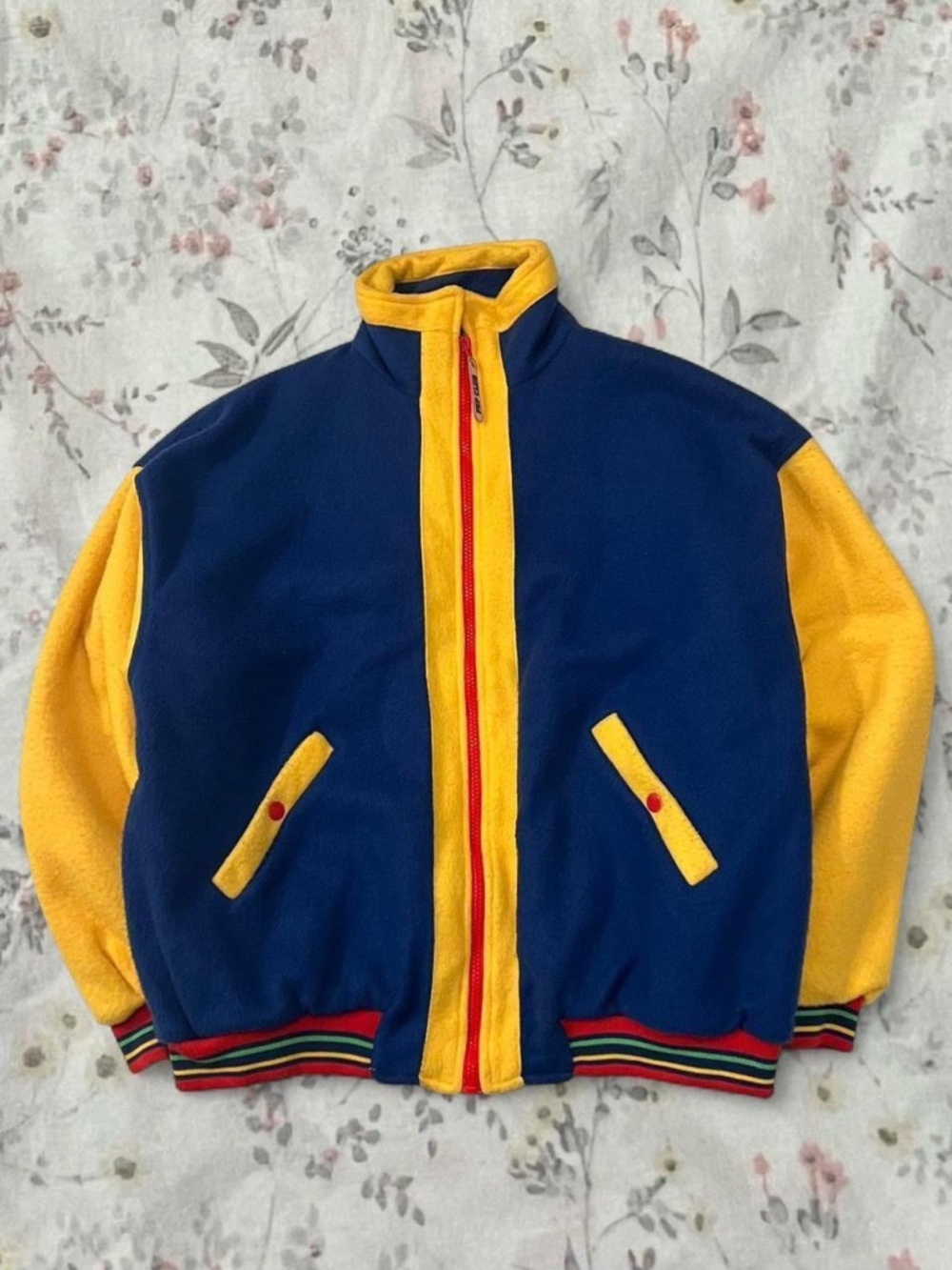 Vintage 80s Gitano Fleece Varsity Jacket Colorblock Pep Club Primary Colors